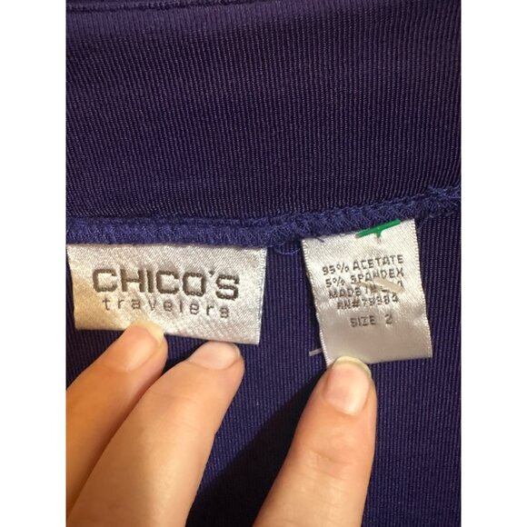 Chicos Travelers Purple Open Cardigan Size L Womens 95% Acetate 5% Spandex - Picture 2 of 4